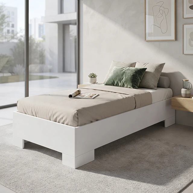 Cama Individual Xangai 190x90 Blanco 