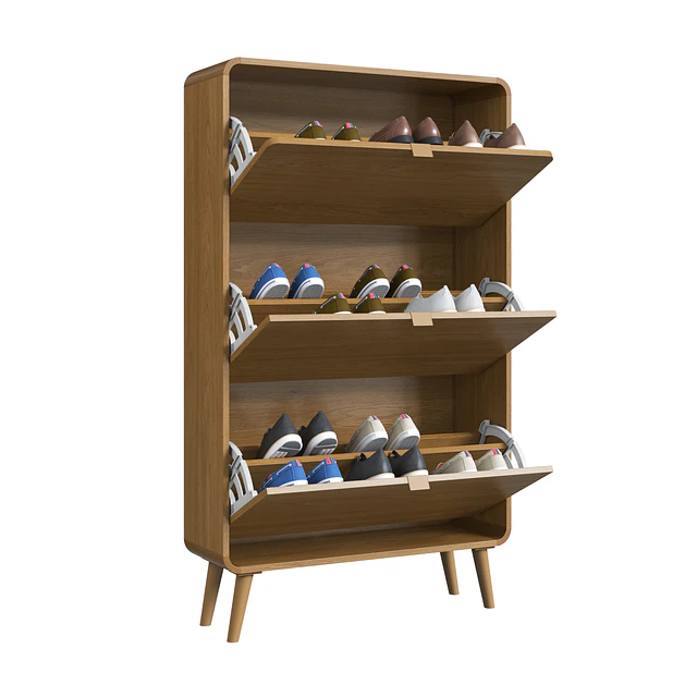 Zapatero Retro 3 Puertas Abatible Roble
