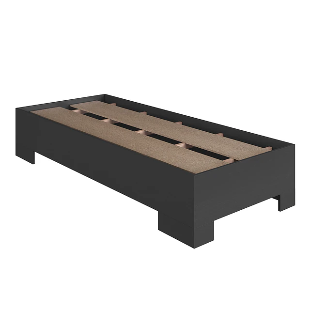Cama 1 Plaza Grafito Be Design Xangai 90x190 cm - Cama Juvenil Baja MDP
