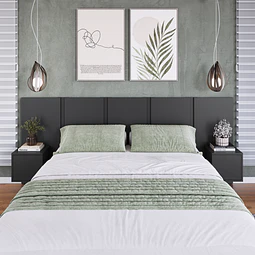 Respaldo de Cama 2 Plazas con Veladores Grafito Be Design - 224 cm