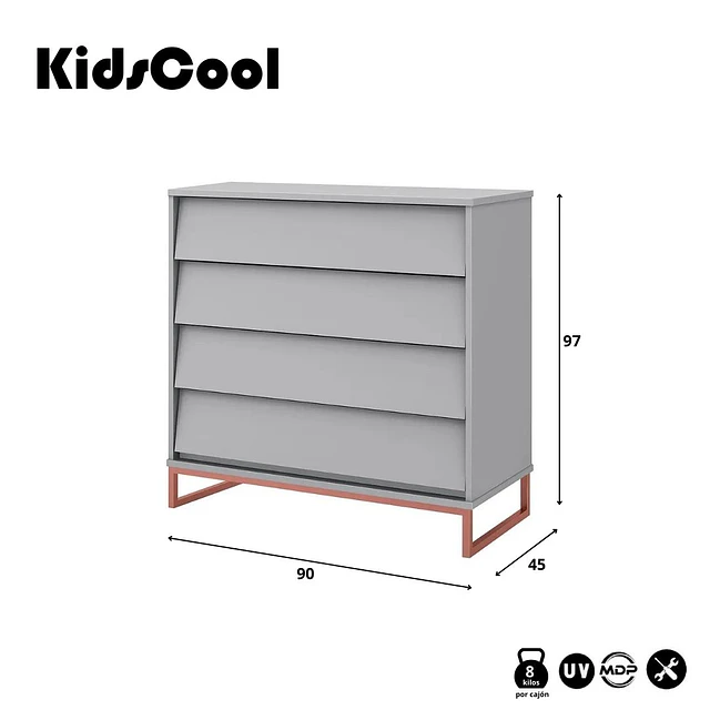 Cómoda Noah Design Gris Base Cobre- BOMBITA