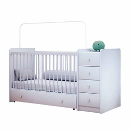 Cuna Con Comoda Y Cajonera Blanco Top Baby- BOMBITA
