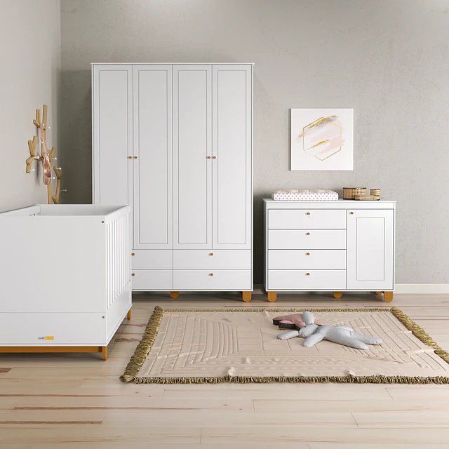  Cómoda Infantil Kidscool Zupi Blanco 4 Cajones Y Puerta- BOMBITA