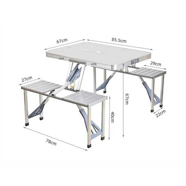 Mesa Plegable Aluminio Con Sillas Portátil