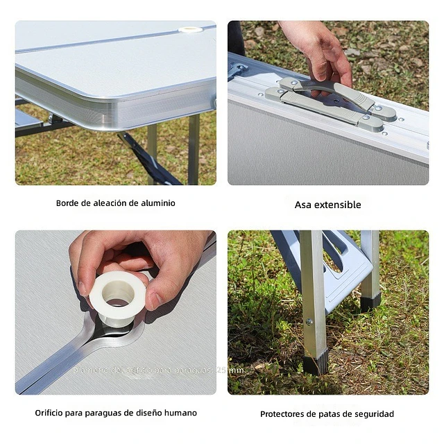 Mesa Plegable Aluminio Con Sillas Portátil
