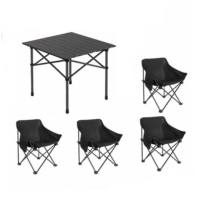 Set Mesa Plegable Aluminio Con 4 Sillas Camping