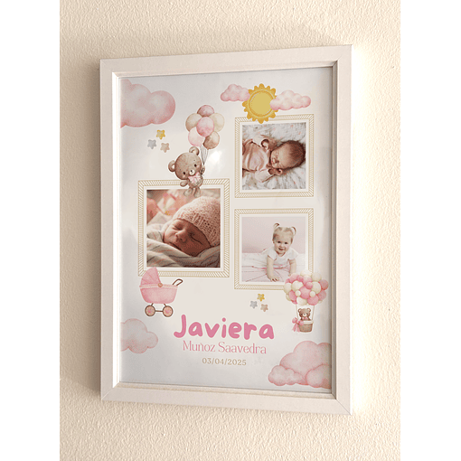 Cuadro Bebé Nombre y Fotos - Personalizado