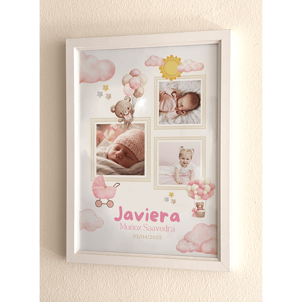 Cuadro Bebé Nombre y Fotos - Personalizado 1