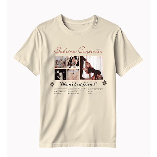 Polera Sabrina Carpenter - Man's best friend - CREMA