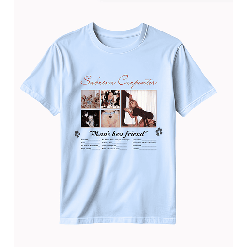 Polera Sabrina Carpenter - Man's best friend - CELESTE