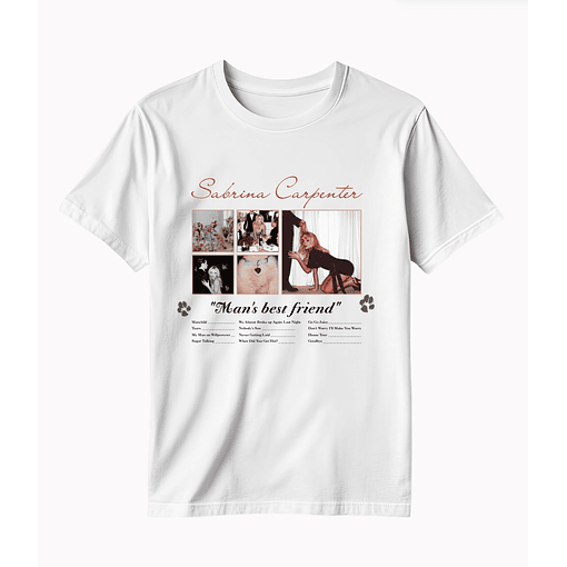 Polera Sabrina Carpenter - Man's best friend - BLANCO