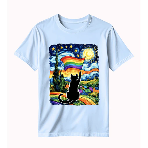 Polera Gay Cat - CELESTE