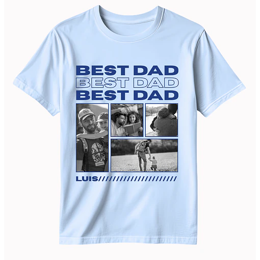 Polera Best Dad / Mejor Papá - Personalizable - CELESTE