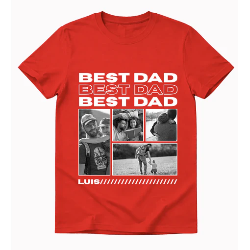 Polera Best Dad / Mejor Papá - Personalizable - ROJO