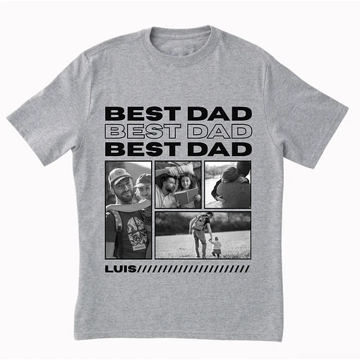 Polera Best Dad / Mejor Papá - Personalizable - GRIS