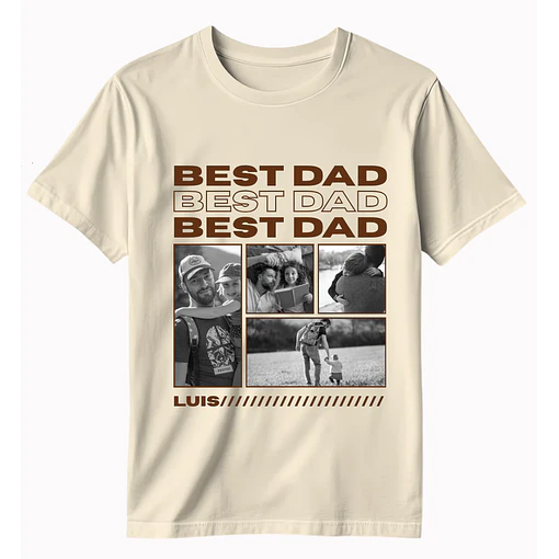 Polera Best Dad / Mejor Papá - Personalizable - CREMA