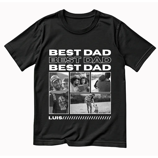 Polera Best Dad / Mejor Papá - Personalizable - NEGRO