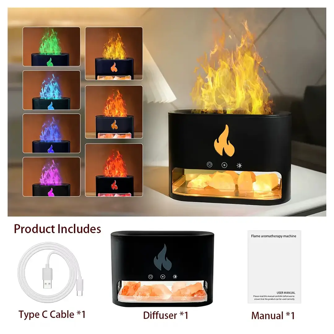 Humidificador Efecto Llama con Sal del Himalaya 4