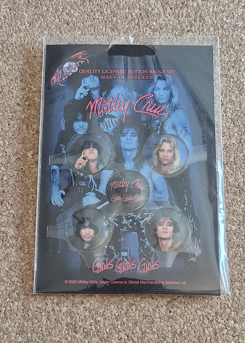 Mötley Crüe - Badge Set Oficial "Girls, Girls, Girls" (Pack de 5 Pins)