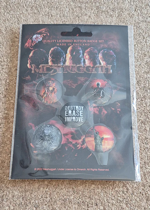 Meshuggah - Badge Set Oficial "Destroy Erase Improve" (Pack de 5 Pins)