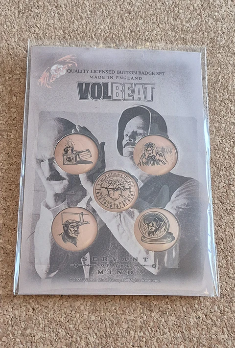Volbeat - Badge Set Oficial "Servant of the Mind" (Pack de 5 Pins)