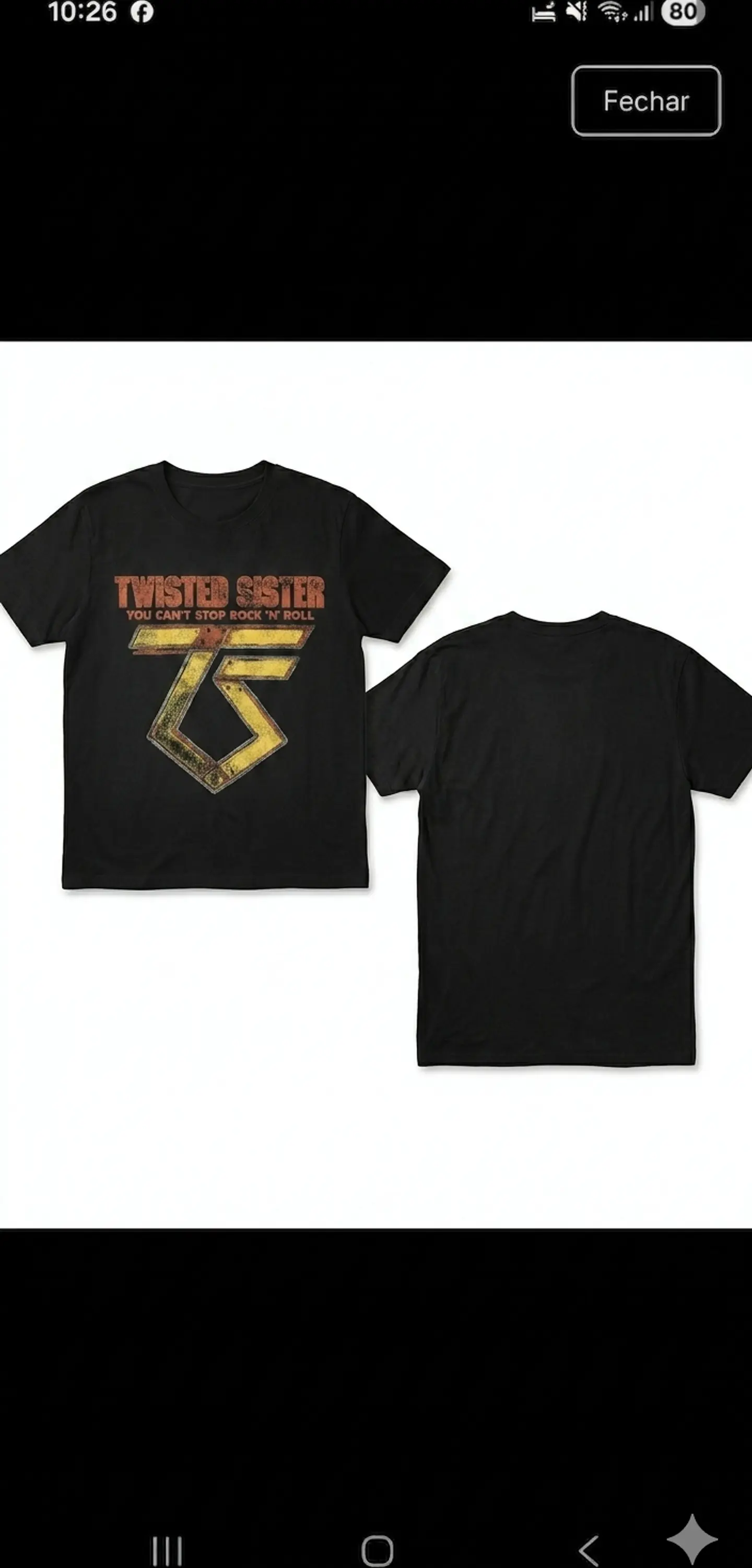 T-Shirt Twisted Sister – You Can't Stop Rock 'n' Roll Design (Tamanho S) 1