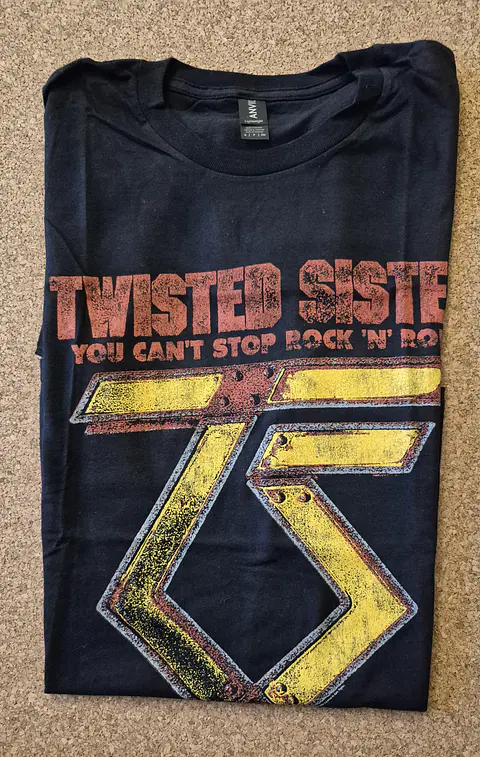 T-Shirt Twisted Sister – You Can't Stop Rock 'n' Roll Design (Tamanho S)