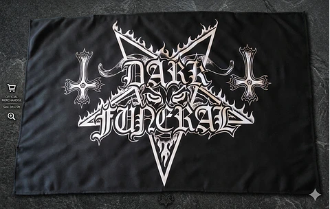 ​Bandeira Dark Funeral – Classic Logo & Pentagram Design Flag (65x105cm)