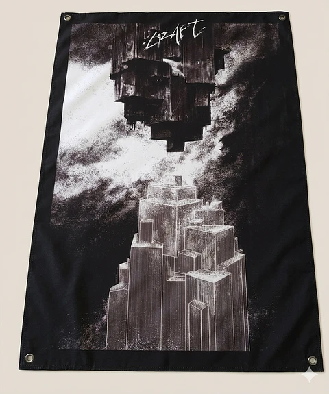 Bandeira Craft – White Noise and Black Metal Design Flag (70x100cm) c/ Ilhós 