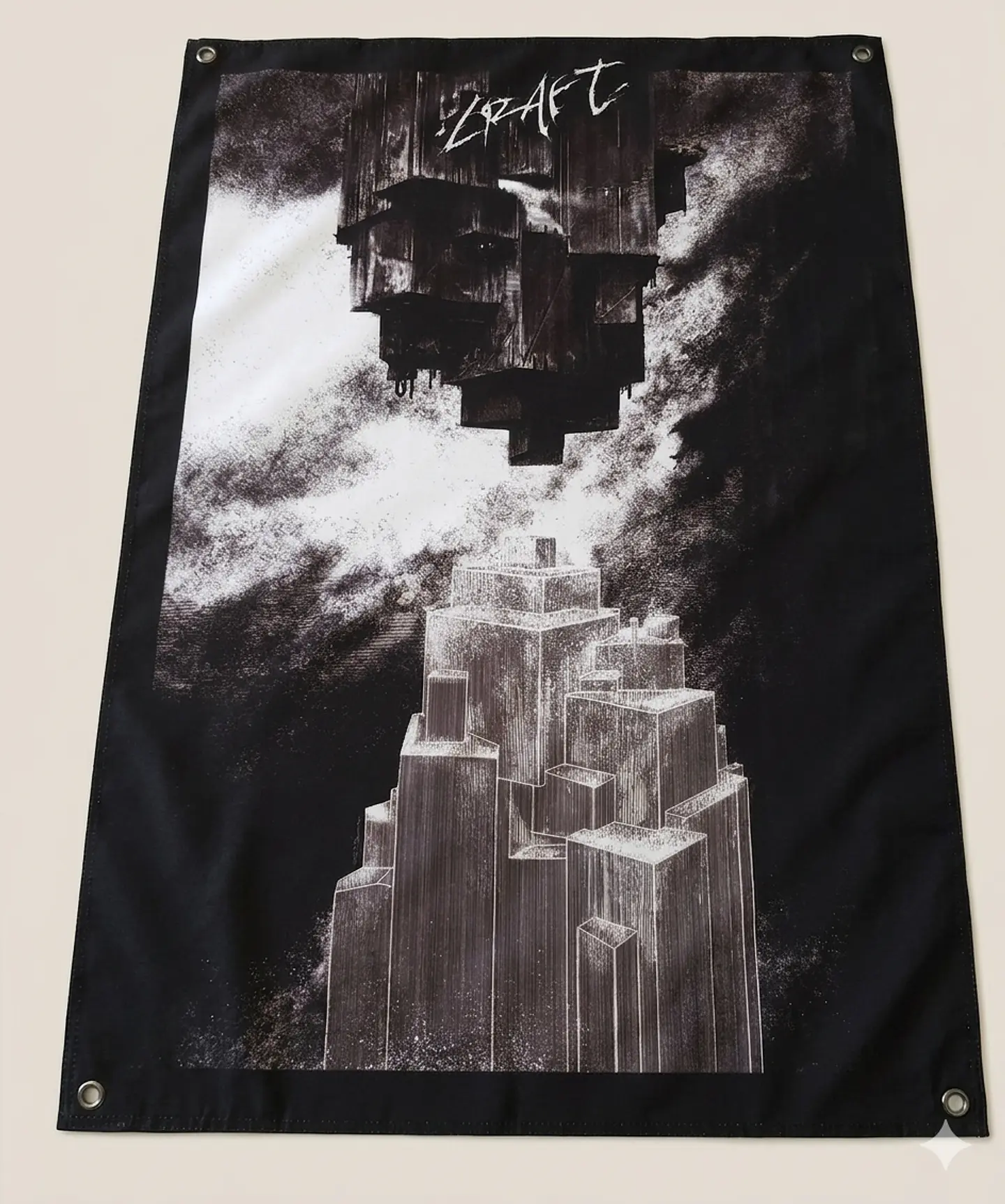 Bandeira Craft – White Noise and Black Metal Design Flag (70x100cm) c/ Ilhós  1