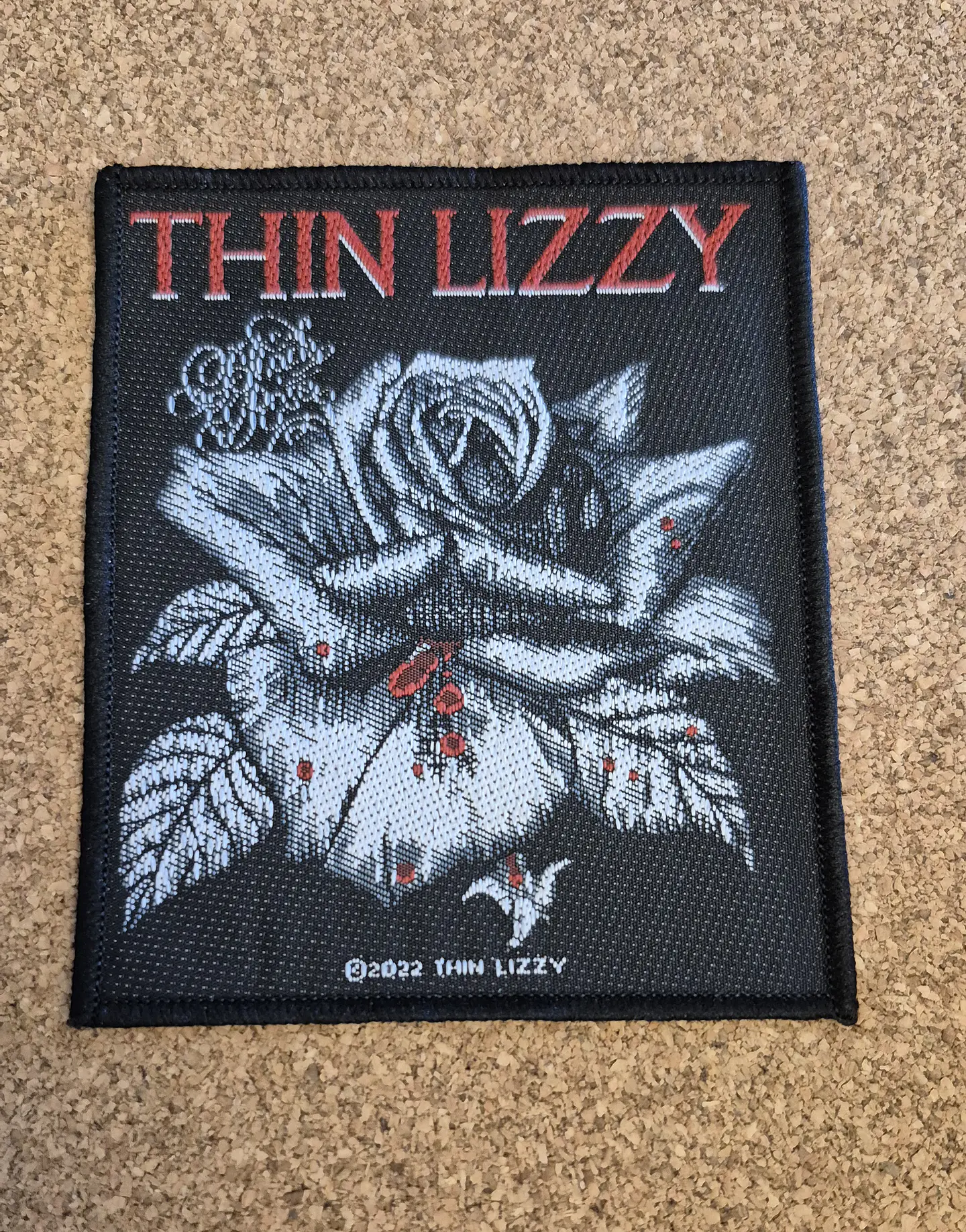 Thin Lizzy Patch Black Rose - Woven (Sew-on) 1
