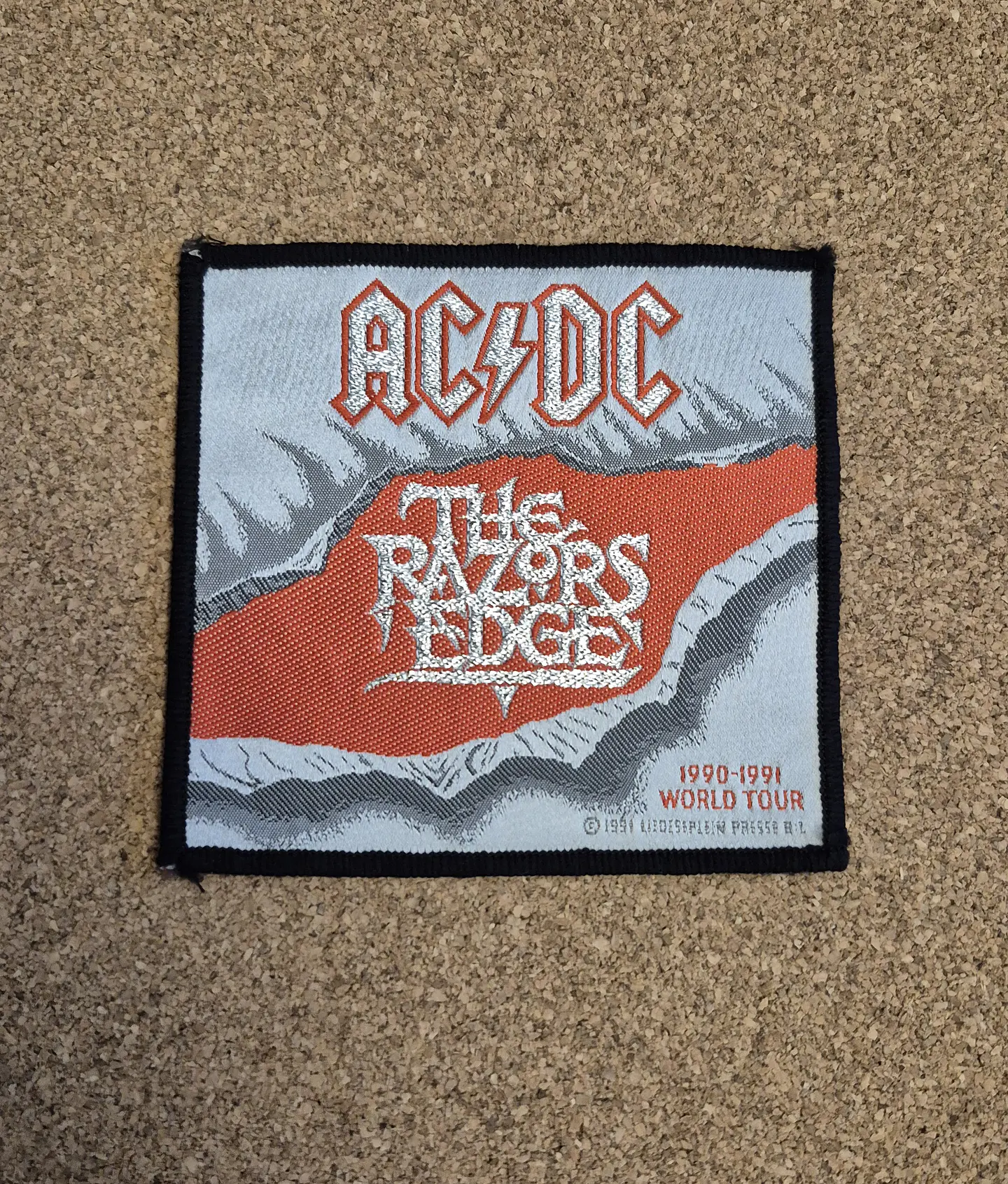 Vintage AC/DC The Razors Edge 1991 World Tour Woven Patch (Made in England) 1