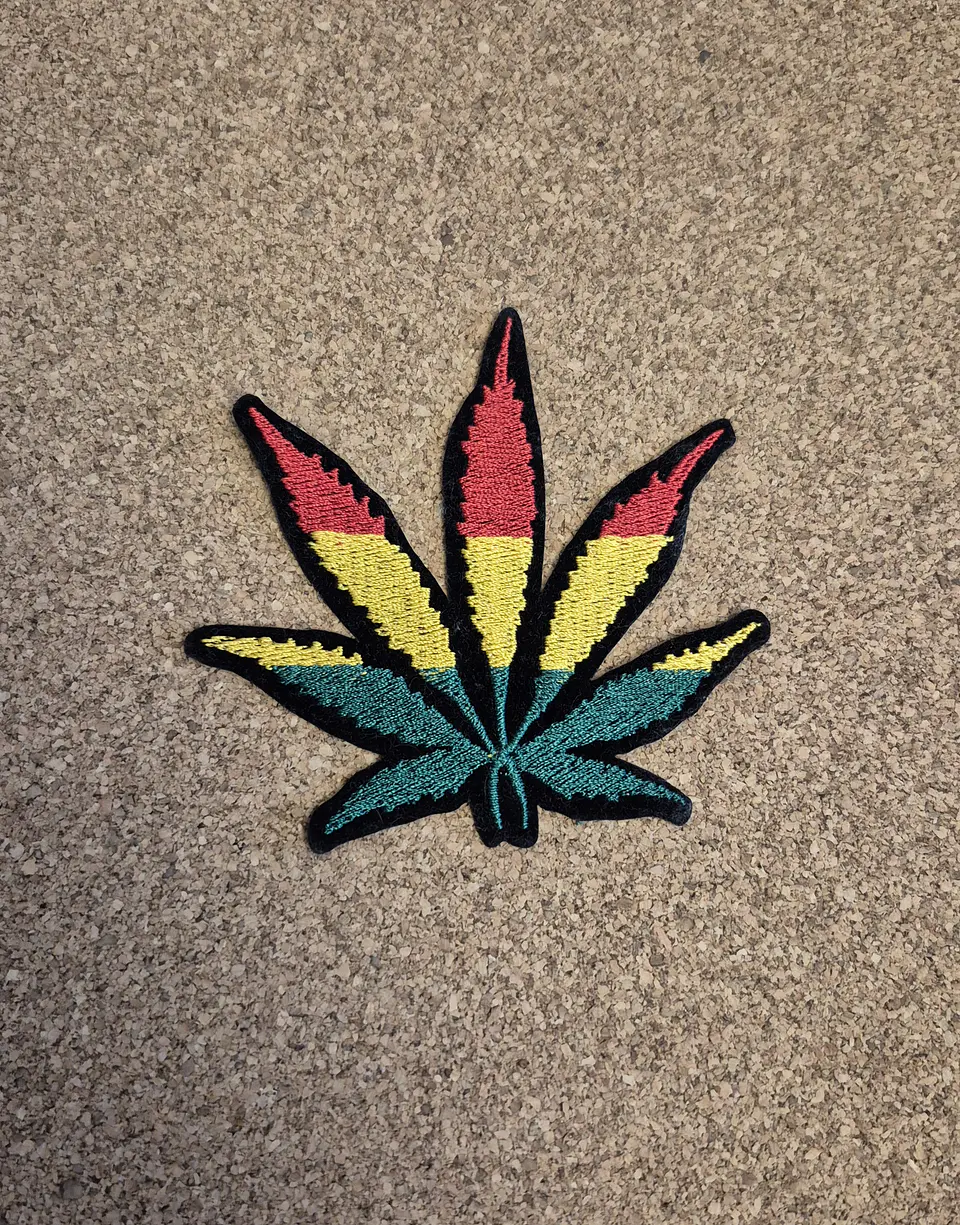 Rasta Cannabis Leaf Iron-On Embroidered Patch 1