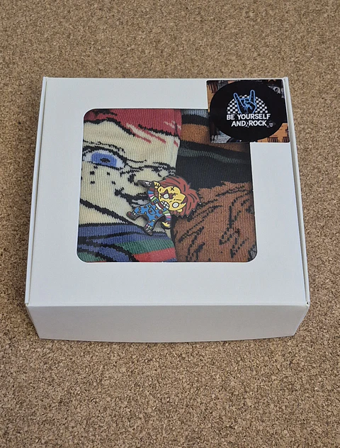 Chucky Horror Socks & Pin Set - Special Price