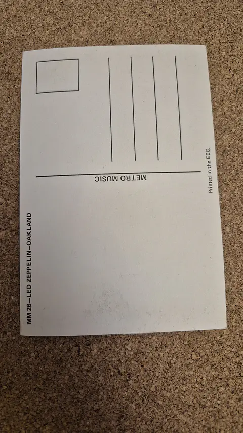 Vintage Postcard - Led Zeppelin Oakland Stadium 1977
