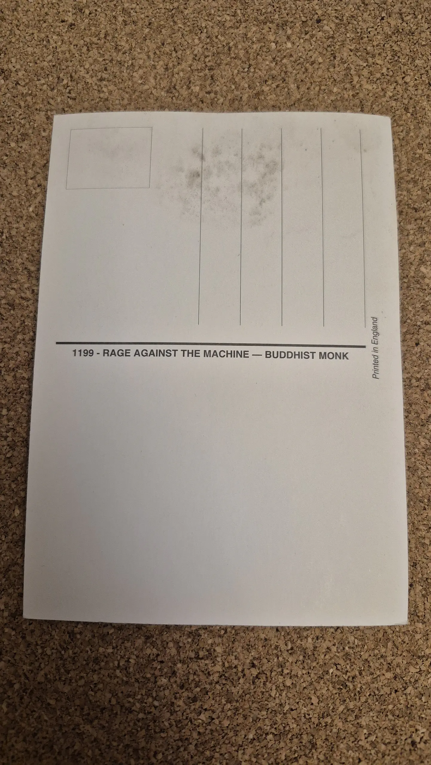 Vintage Postcard - Rage Against the Machine Buddhist Monk Album Art 2