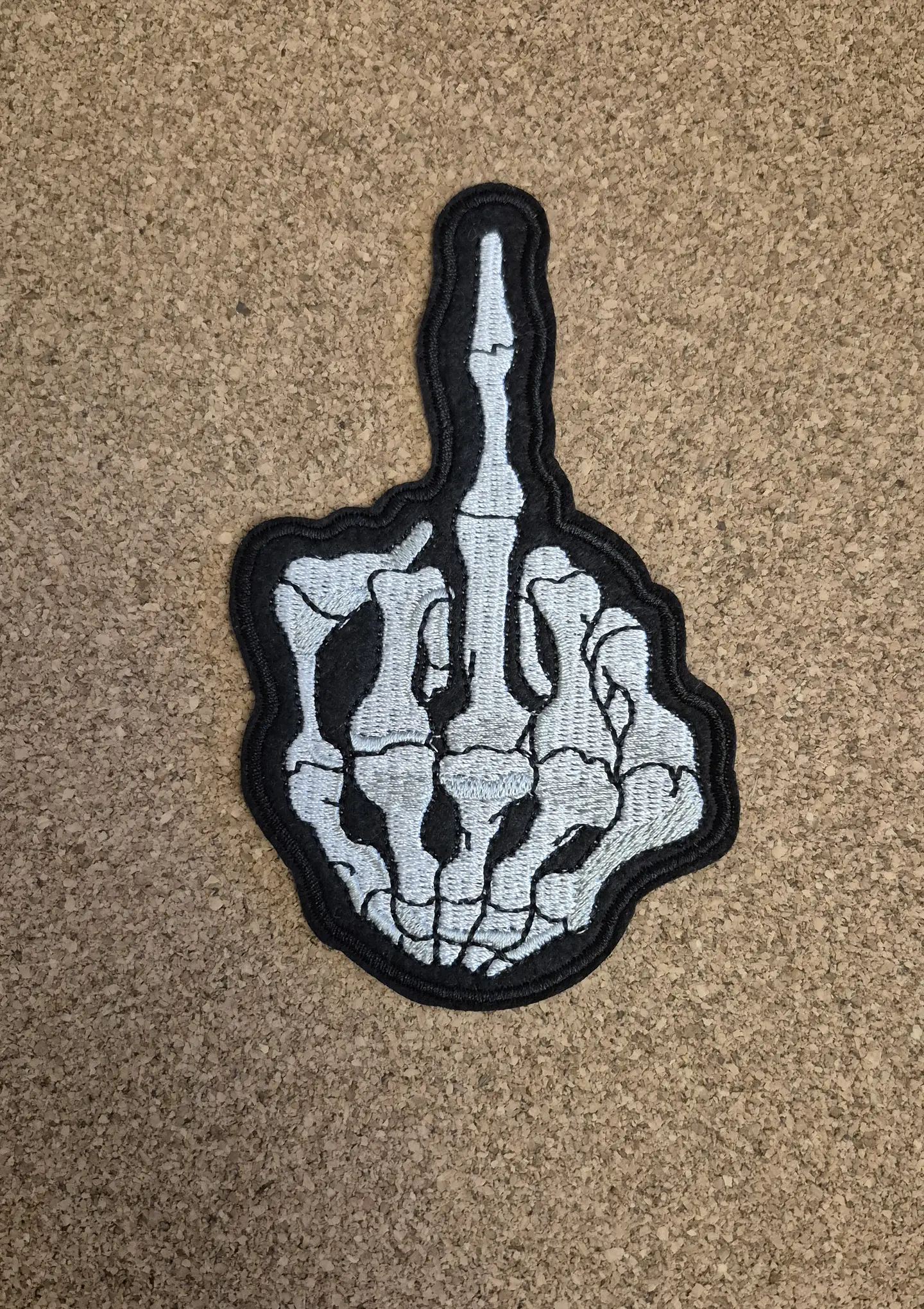 Skeleton Hand Middle Finger Patch - Embroidered (Iron-on) 1