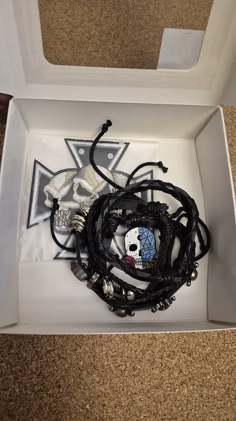 Special Skull Pack: Skull Patch, Pin & Bracelets Set - Special Price