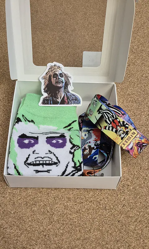 Special Beetlejuice Pack: Beetlejuice Socks Lanyard & 1 Sticker Set - Limited Edition