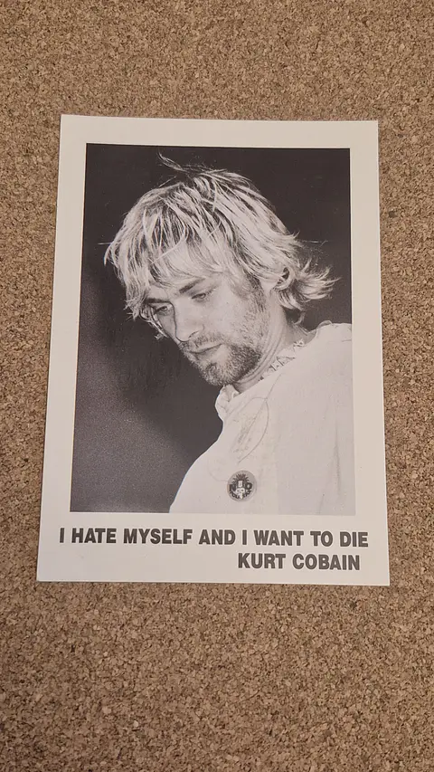 Vintage Postcard - Nirvana (Kurt Cobain "I Hate Myself...")