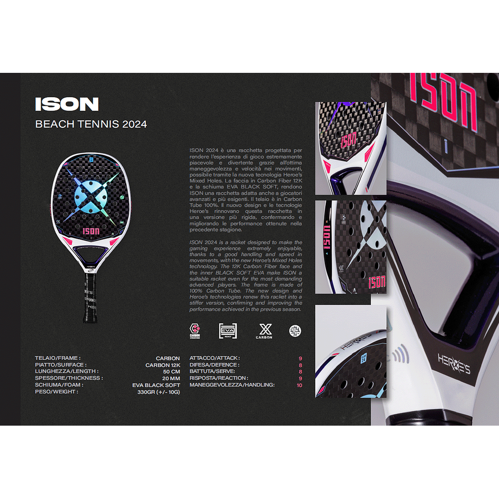   2024 Heroe's Ison w/ treatment Beach Tennis Racket