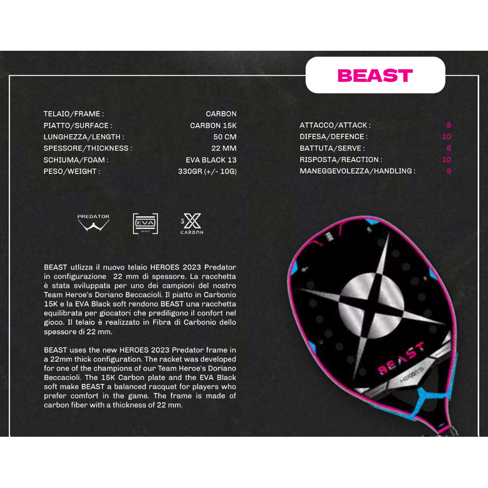   Raquete de Beach Tennis 2023 Heroe's Beast