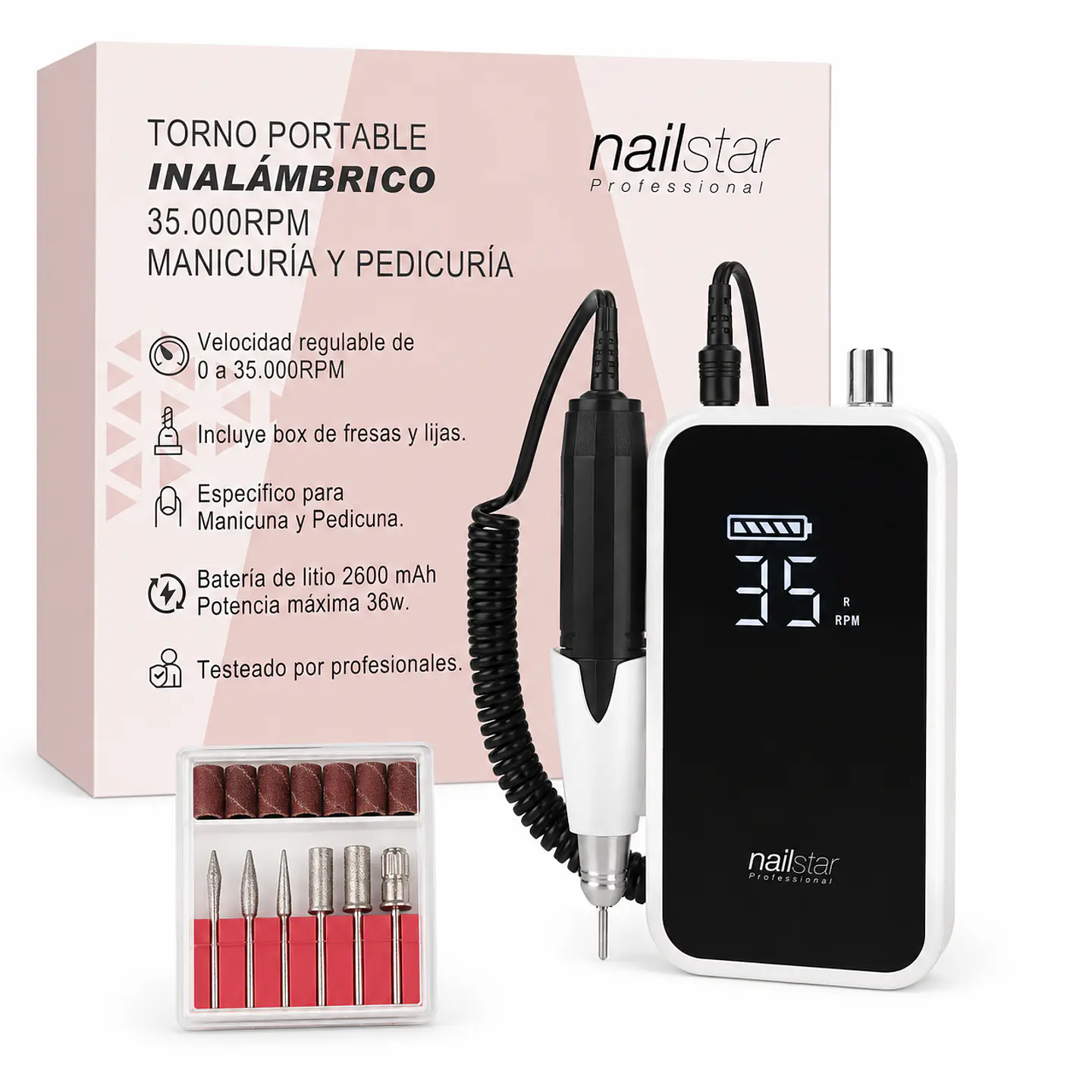 Torno Para Uñas Inalambrico 35.000RPM NailStar 1