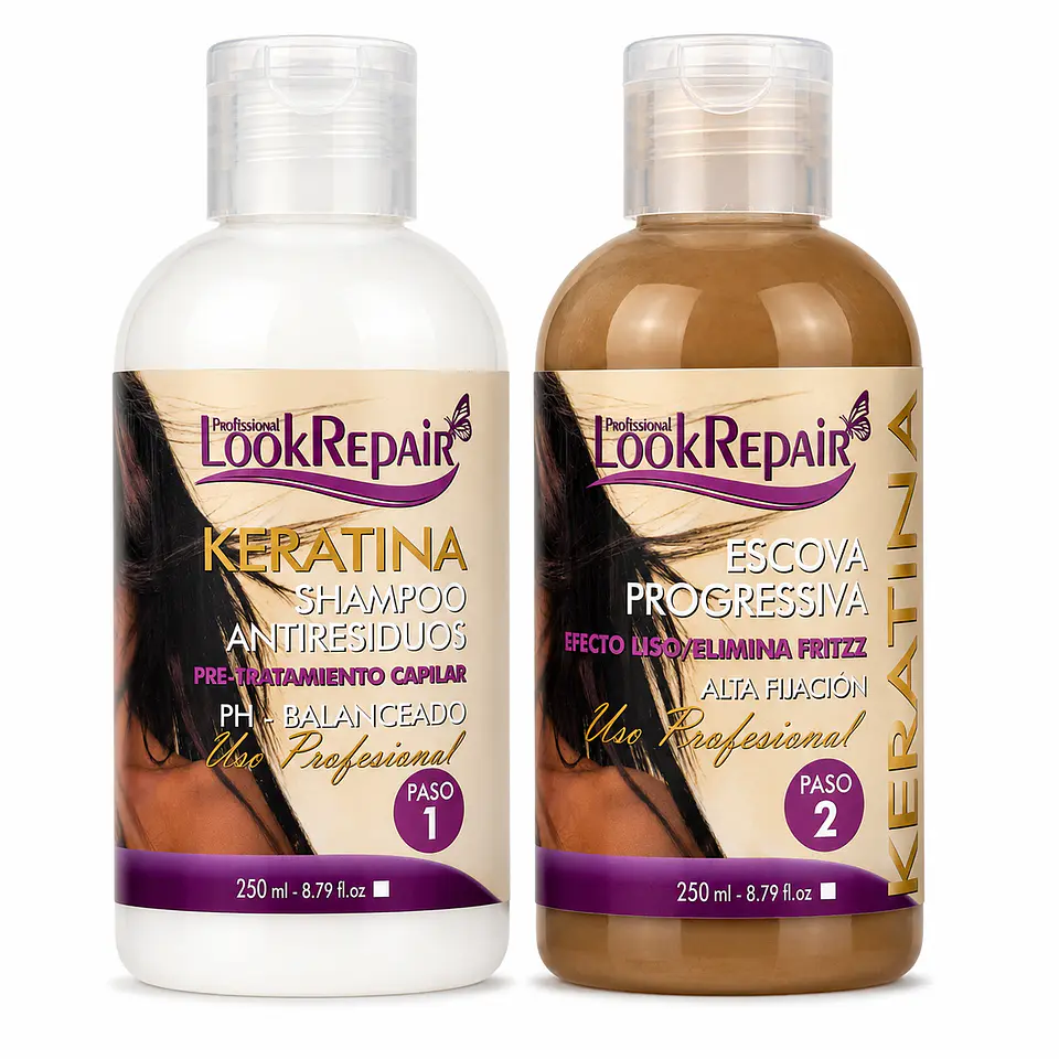 Kit De 2 Pasos De Alisado Permanente 250ml LookRepair 1