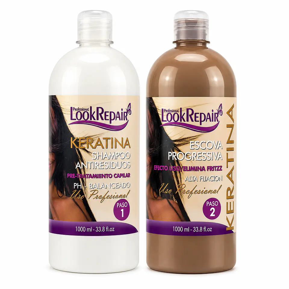 Kit De 2 Pasos De Alisado Permanente 1000ml LookRepair 1