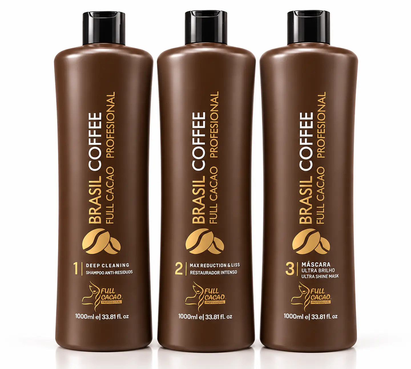 Kit De 3 Pasos De Alisado Permanente BrasilCoffee 1000ml 1