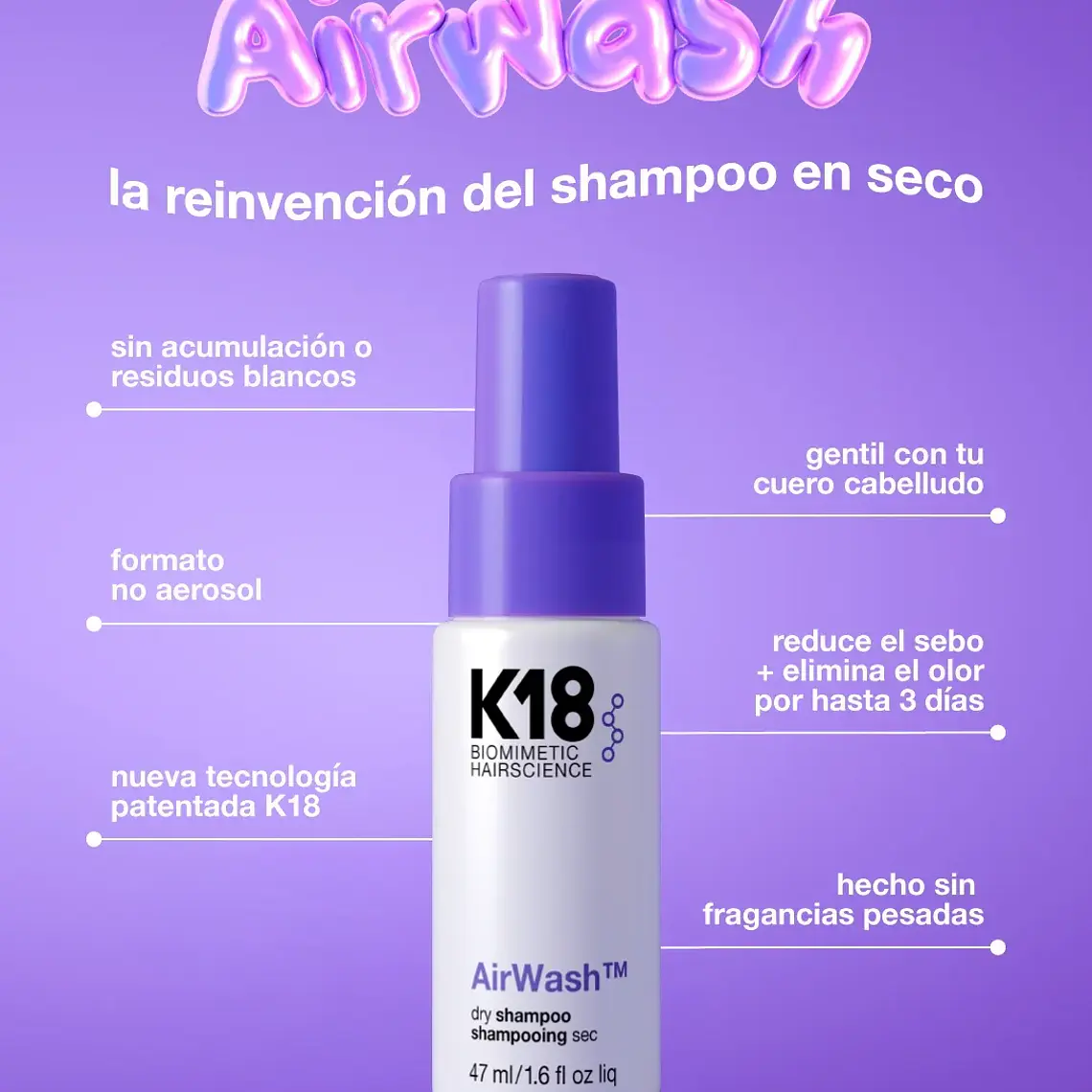 K18 AIRWASH SHAMPOO EN SECO 47 ML 3