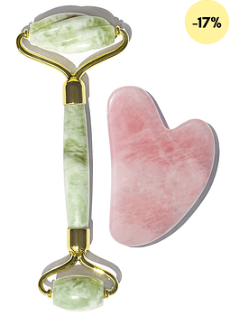 Super Roller Jade + Gua Sha Cuarzo Rosa