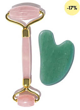 Super Roller Cuarzo Rosa + Gua Sha Jade 