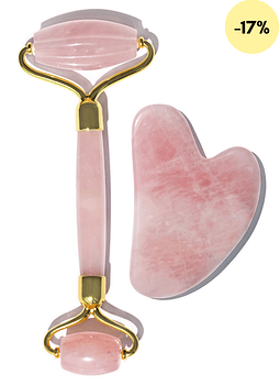 Super Roller Cuarzo Rosa + Gua Sha Cuarzo Rosa 